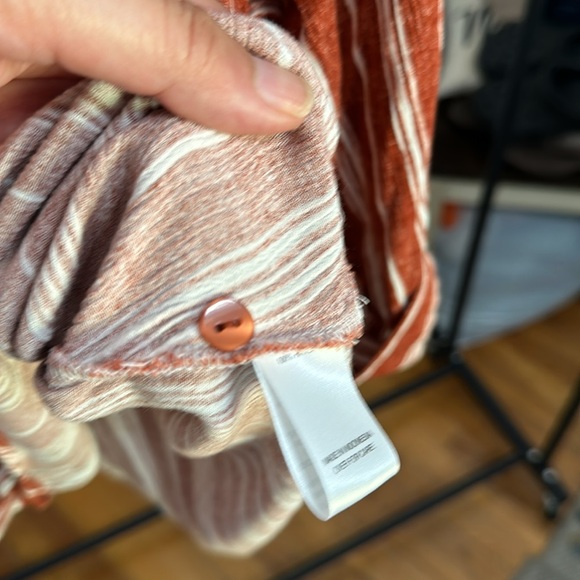 Fortune + Ivy 3/4 length sleeve rust and white strip button down - Picture 8 of 9
